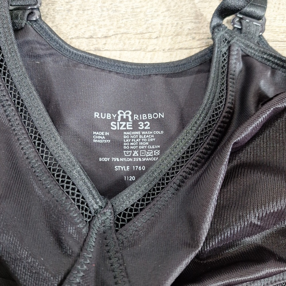 Ruby Ribbon Siren Lace Demiette Bra Black Wireless Pullover Style 1760 Size 32 - Picture 3 of 3